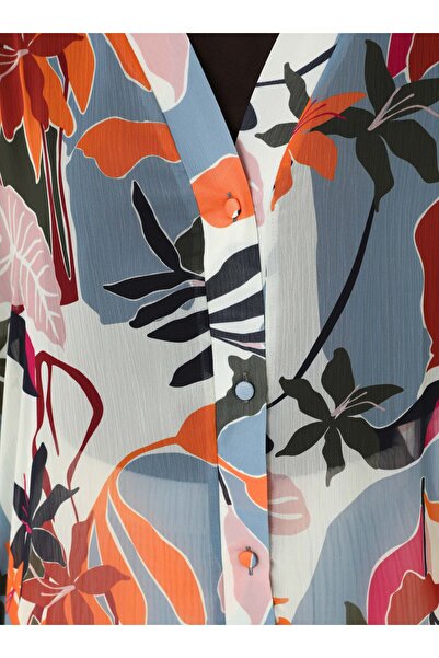 Refka Printed Chiffon Kimono - Multicolor -