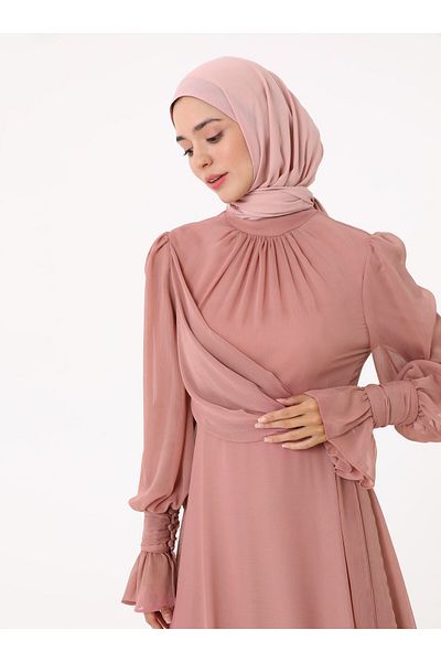 Refka Βραδινό φόρεμα Yoryo Chiffon Hijab - Dusty Rose - Βραδινό φόρεμα