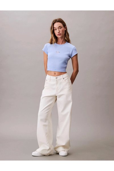 Calvin Klein Jeans Calvin Klein Rib Women's Blue Crop Lv047Ab802-7Zq