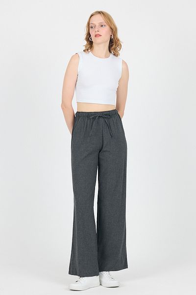 Rays Anthracite Cotton Elastic Waist Wide Leg/Wide Leg Trousers 4754A
