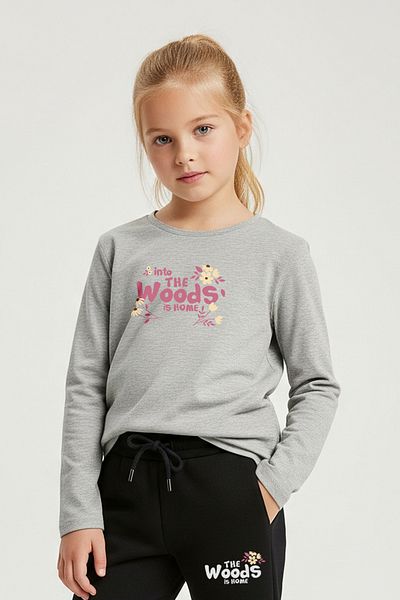 FYK KİDS طقم ملابس علوية وسفلية للفتيات مطبوع عليه ZERO LACKE WOODS