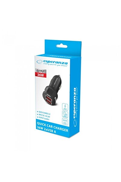 ESPERANZA Încărcător auto EZC110K, 36W, 2x USB-A, Negru