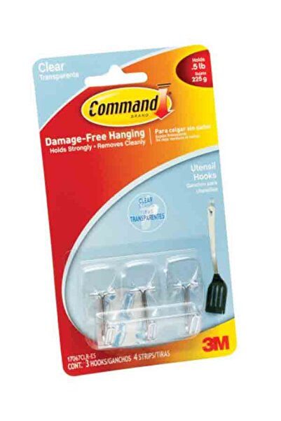 COMMAND 3-Piece Damage Free Hanging Wire Self Adhesive Hook with 4 Strips Small