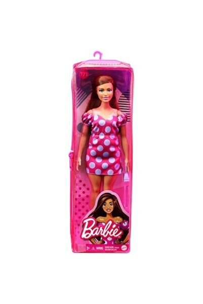 Barbie Papusa Fashionistas - satena cu rochie roz cu buline