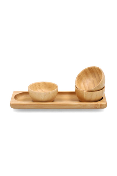 Bien Servi 3-Piece Bamboo Dip Bowl Set 20 x 7 cm