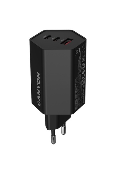 CANYON Φορτιστής δικτύου CND-CHAHEX65B, 65 W, 2x USB Type-C, USB-A Μαύρο