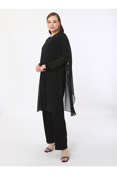ALİA Βραδινό Φόρεμα Plus Size - Μαύρο - Βραδινό Φόρεμα