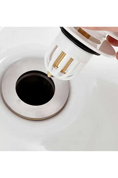 Aptel Sink stopper, metal, white, universal size