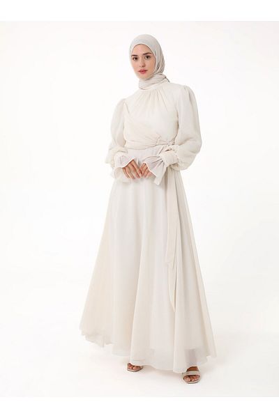 Refka Βραδινό φόρεμα Yoryo Chiffon Hijab - Εκρού - Βραδινό φόρεμα
