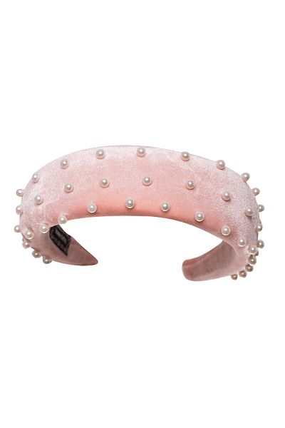 BELHER Pink Wide Velvet Pearl Headband