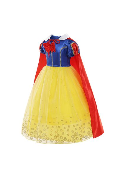 COOYA Girls Princess Dress,Snow White Dress Gown with Cape, Kids Cosplay Costume,With accessories