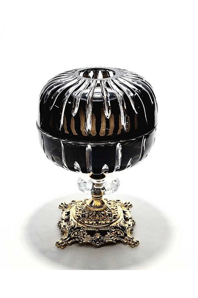 Kristal Market Handmade Crystal Gold Footed Decorative Presentation Holder Closed Napkin Holder