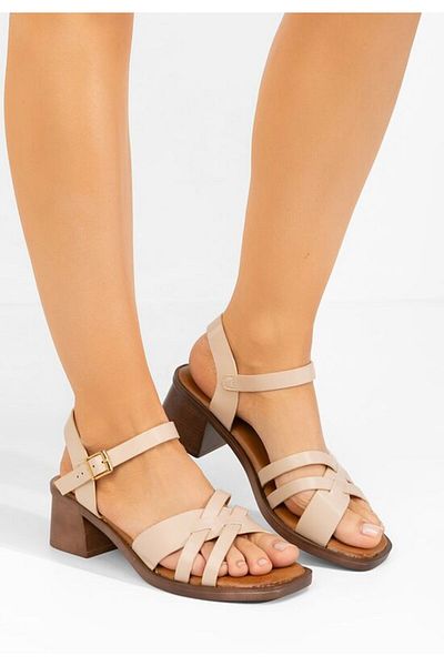 B T Shoes Beige Lolytta chunky heel sandals