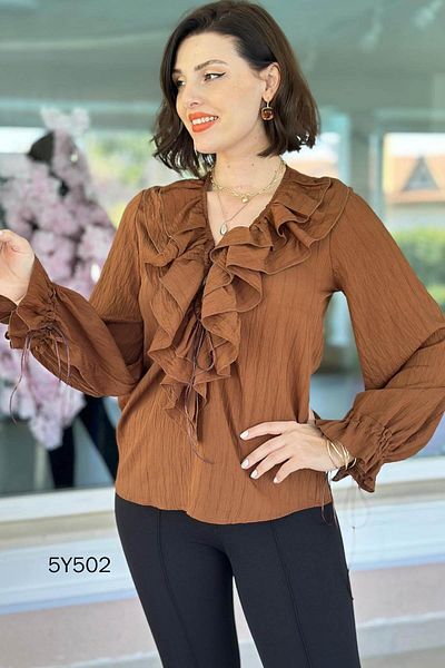 İnce Topuk Flounced Modal Fabric Blouse 5Y502