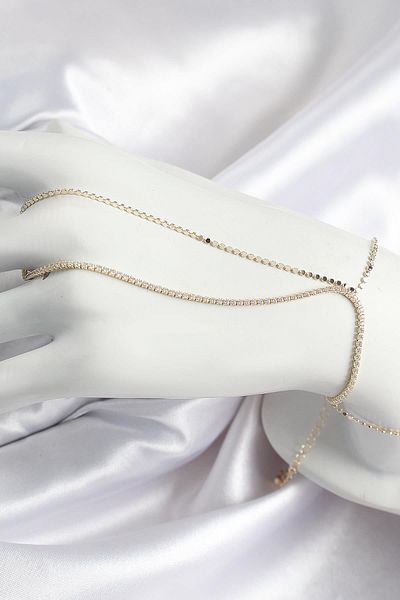 Celira Brass Zircon Stone Crushed Chain Model Gold Color Women's Shahmeran