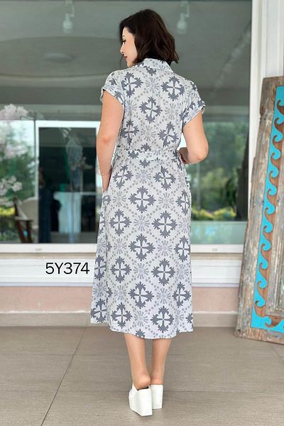 İnce Topuk Polo Neck Buttoned Viscose Dress 5Y374