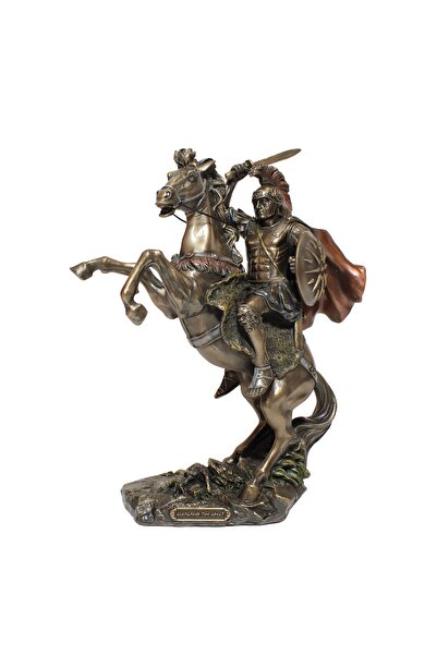 maketistan Veronese At Üzerinde Büyük İskender, Bronz El Boyaması, Dekoratif Heykel 26,5x11x33,5 cm
