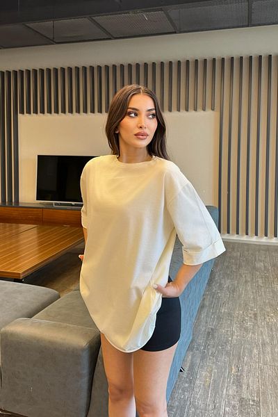 BİKELİFE Γυναικείο μπλουζάκι χωρίς στάμπα Oversize