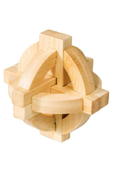 Fridolin Joc de logică IQ din lemn de bambus Puzzle 3D cu disc dublu