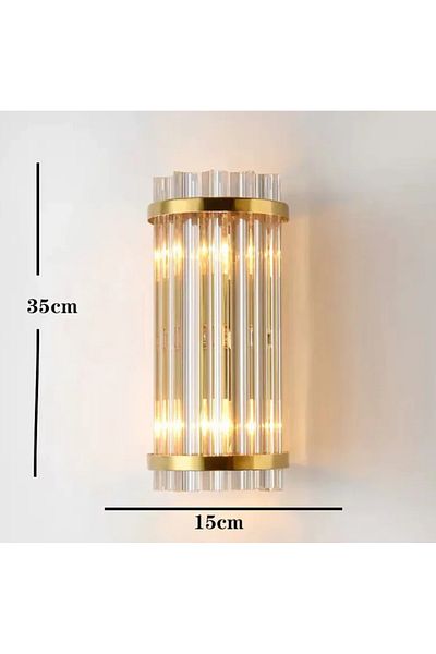 LUXXO Aplica Bello, 2xE14, corp aluminiu, decoruri cristal, 35x16x18cm