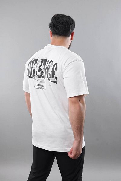 STOCX Men's Oversize T-Shirt – Large Back Print and Silence Text Detail