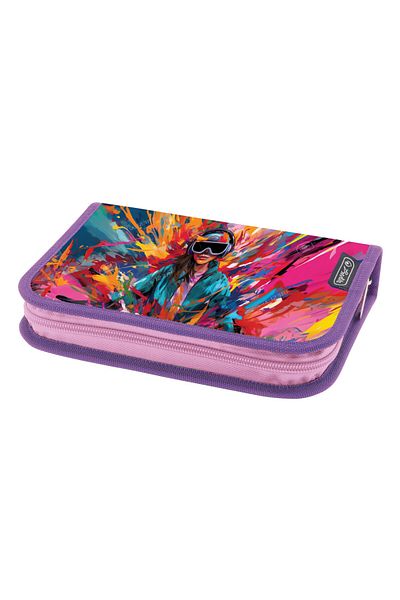Herlitz Unequipped Pencil Case, 2 Flaps, Hidden Zipper, Textile Interior, 13.5x19.5x3 cm, Color Music