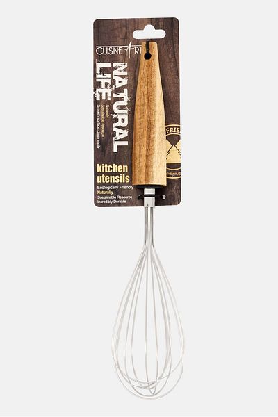 Cuisine Art Whisk With Wood Handle, Beige