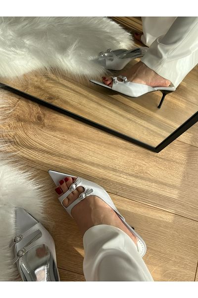 labor Selection Pointed Toe Satin Fabric Evening Dress Slippers Heels 6 cm