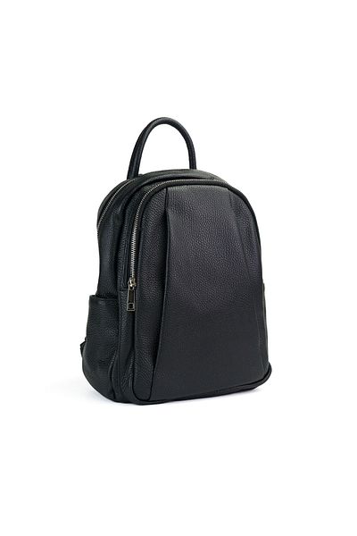 Posete Fagaras Timeea Leather Backpack - Black, 2 Compartments, 6 Pockets