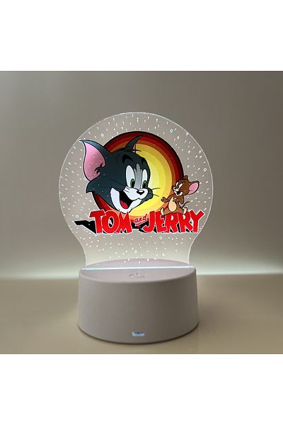 ILUMISHOP LED Night Light, Tom and Jerry, 7 Colors, USB Power or 3 AA Batteries
