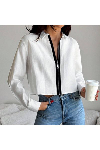 Basko fashion CAMASA ALBA CU FERMATA IN FATA