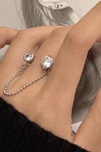 TAKIŞTIR خاتم تصميم فضي اللون