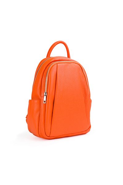 Posete Fagaras Timeea Leather Backpack - Orange, 2 Compartments, 6 Pockets