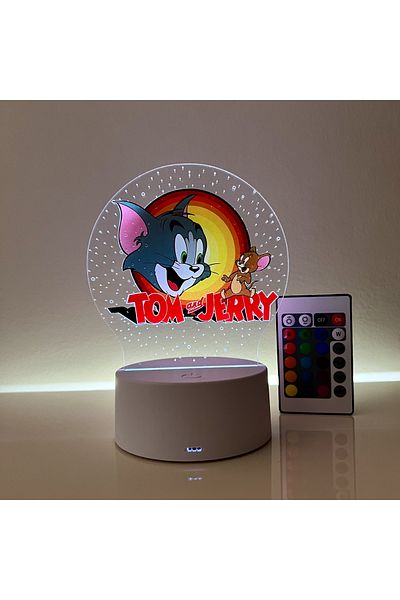 ILUMISHOP LED Night Light, Tom and Jerry, 16 Colors, with Remote Control, USB Power or 3 AA Batteries