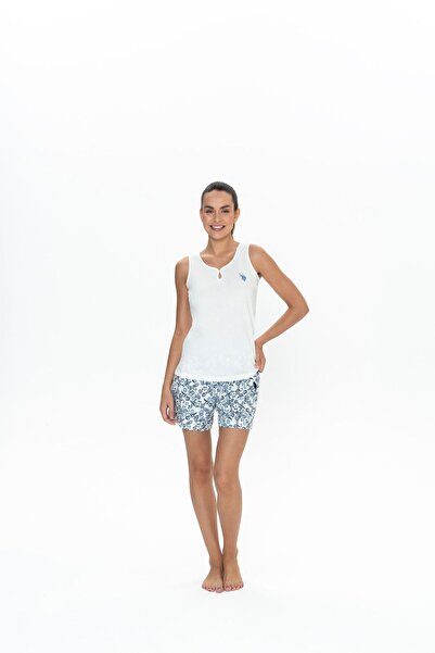 U.S. Polo Assn. U.S. Polo Assn. Women's Comfortable Summer Ecru Athlete Shorts Pajama Set - Ecru - Sreia20D05H5Plij-Ek