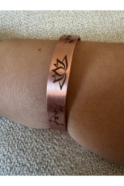Gümüş sandık Adjustable Copper Bracelet with Flower Figure, Pure Copper Bracelet