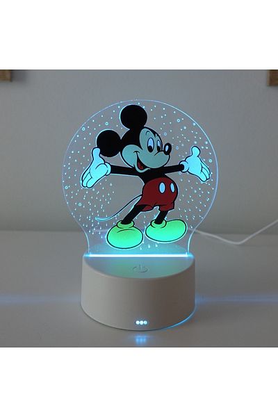 ILUMISHOP LED Night Light, Mickey Mouse, 7 Colors, USB Power or 3 AA Batteries