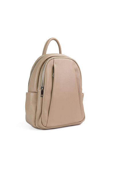 Posete Fagaras Timeea Leather Backpack - Cream, 2 Compartments, 6 Pockets