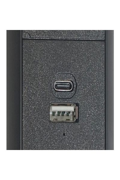 Adsinio Priză retractabilă încorporată, Adsinio, diametru 60 mm, 3 prize Schuko, 2 porturi USB, 220-240 V, neagră