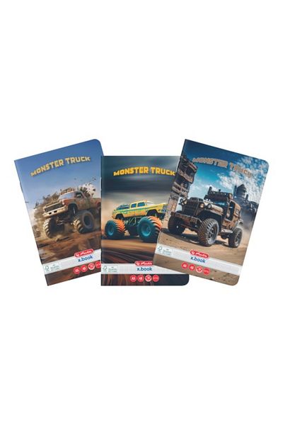 Herlitz Caiet A5, Culoare Multicoloră, Material Hârtie, 48 de Coli, Format Grilă, Design Monster Truck