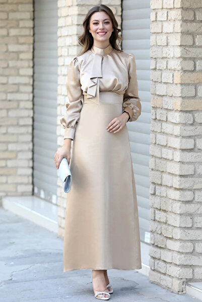 SEMRA AYDIN Damla Satin Hijab Evening Dress - Smr001