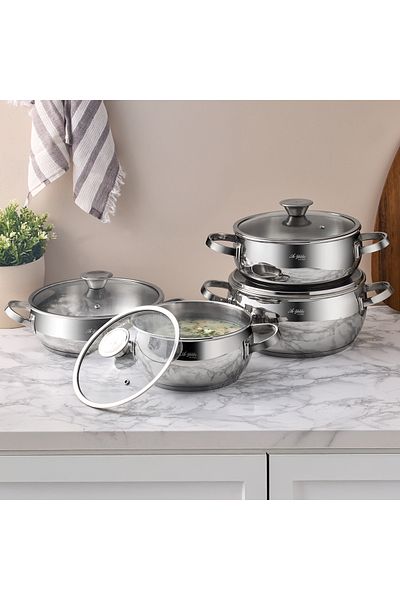 Aryıldız Roma 8 Piece Steel Pot Set
