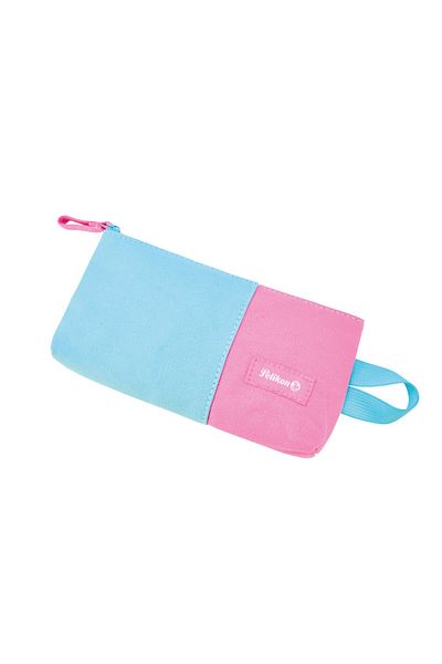Herlitz Wow Flat Pencil Case, 16x3.5x21.5 cm, Polyester, Pink/Turquoise Color