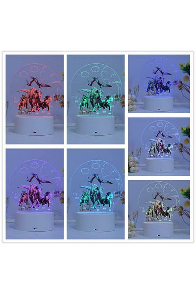 ILUMISHOP Lampa De Veghe LED, Dinozauri Jurassic Park, 7 Culori, Alimentare USB sau 3 baterii AA