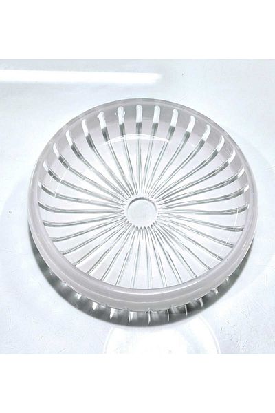 Kristal Market Handmade Crystal Vertical Pattern 28 cm Decorative Presentation Tableware Presentation Bowl