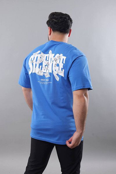 STOCX Men's Oversize T-Shirt – Large Back Print and Silence Text Detail