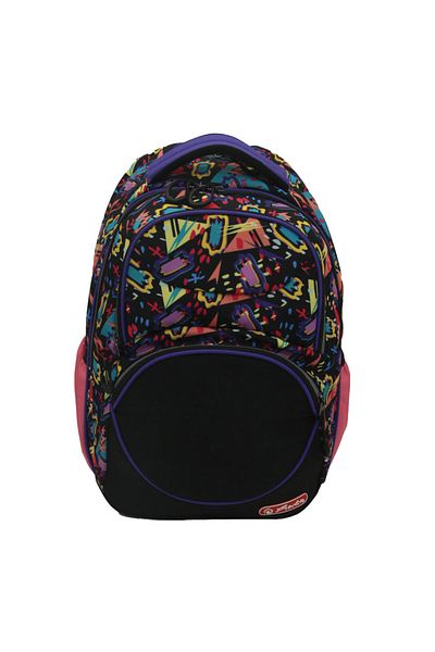 Herlitz Zipper Cube Backpack, Ergonomic, Spacious, Recycled Polyester, Comic Shapes Design