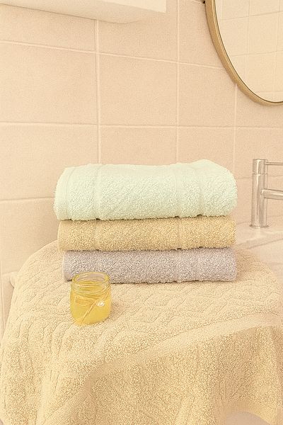 Bonny Home Tile 3-Piece Hand and Face Towel Set – 50X90 cm 100% Cotton, Soft Textured, Knitted Pattern