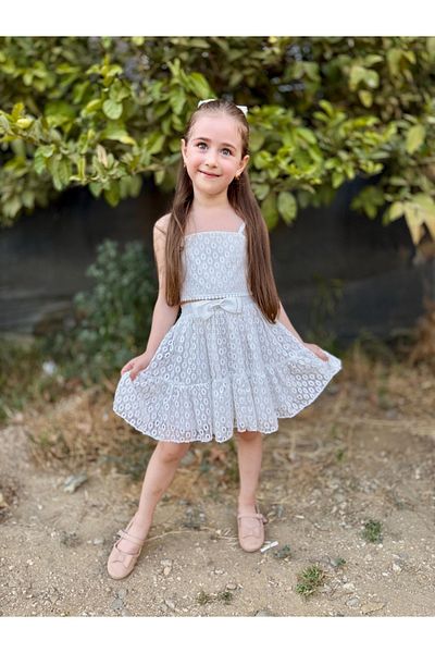 WON KIDS Lace Elastic Skirt Bluz Children's Set
