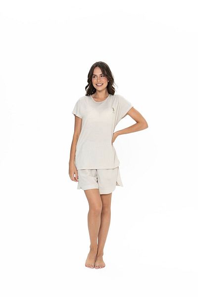 U.S. Polo Assn. U.S. Polo Assn. Women's Beige Crew Neck Summer Pajama Set - Beige - Arass20M04Z9Pmij-Beige